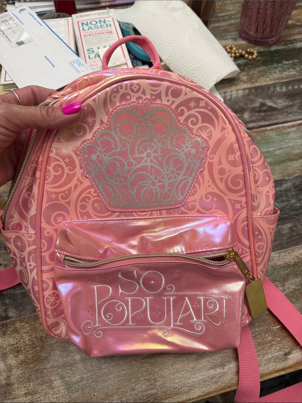 Ulta Beauty Pink Iridescent Mini Backpack with Crown Motif